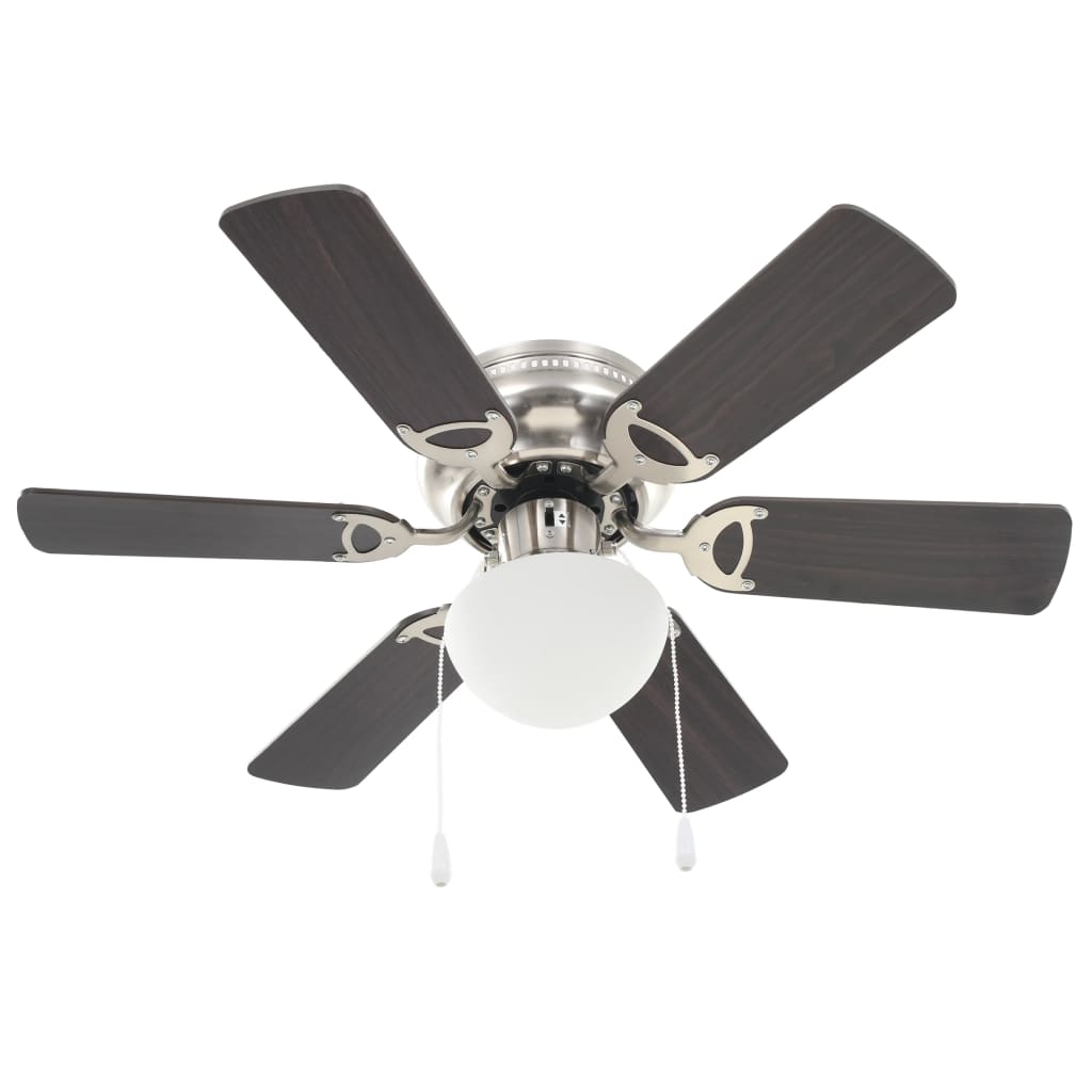 Ventilatore da Soffitto Decorato con Luce 82cm Marrone Scuro - homemem39