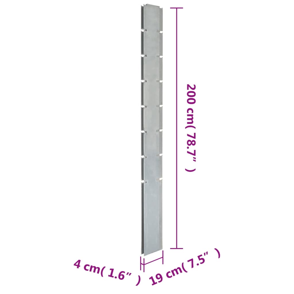 vidaXL Palo per Recinzione Gabbione Argento 200 cm in Acciaio Zincato - homemem39