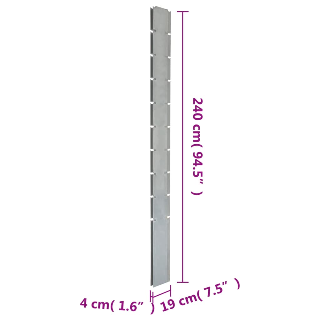 vidaXL Palo per Recinzione Gabbione Argento 240 cm in Acciaio Zincato - homemem39