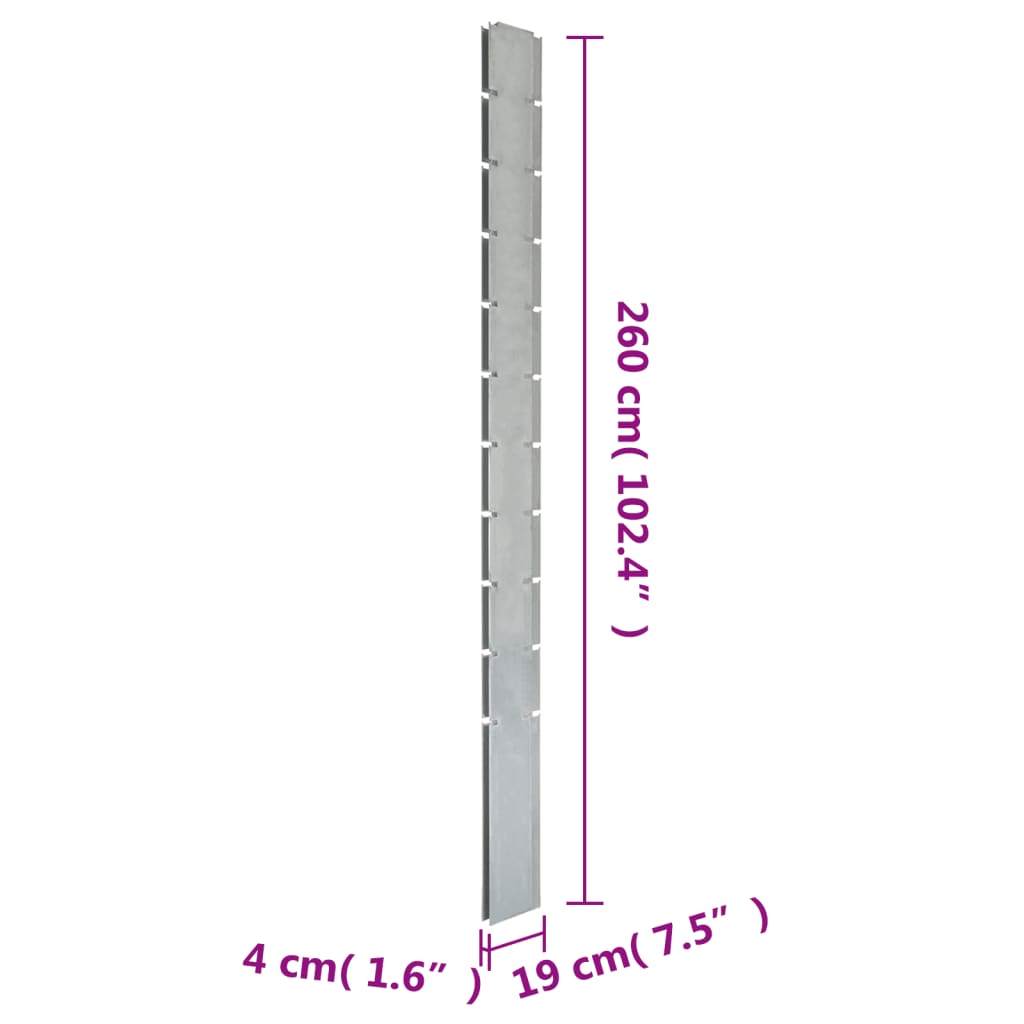 vidaXL Palo per Recinzione Gabbione Argento 260 cm in Acciaio Zincato - homemem39