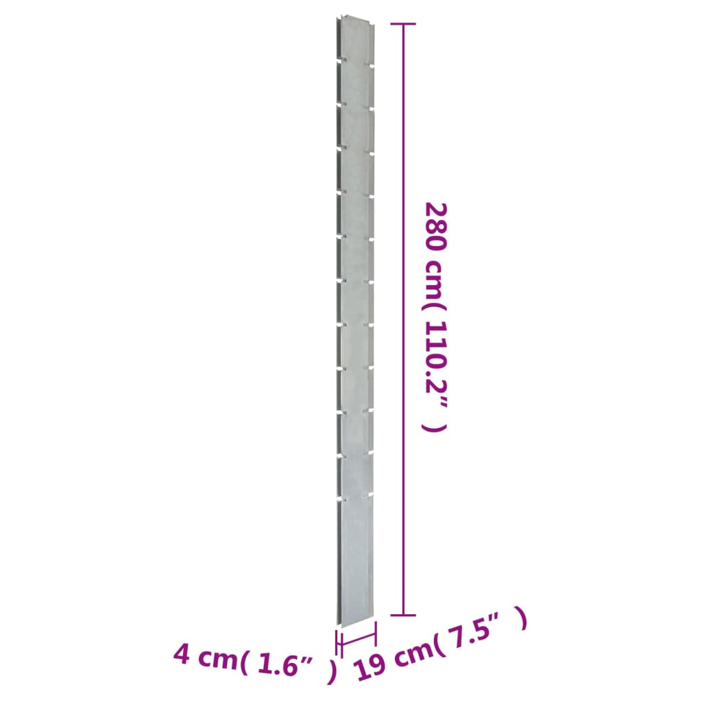 vidaXL Palo per Recinzione Gabbione Argento 280 cm in Acciaio Zincato - homemem39