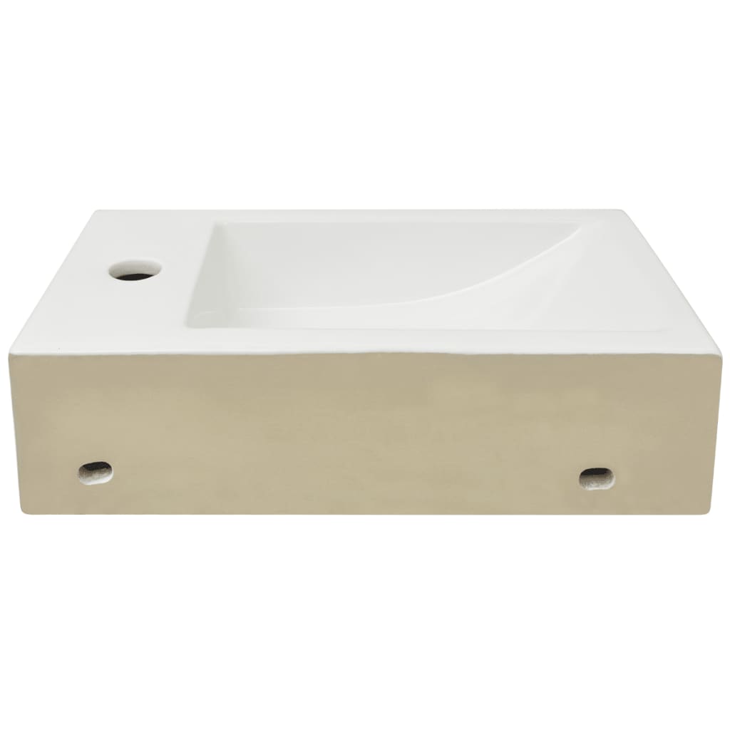 Lavandino con Foro Rubinetto Rettangolare Ceramica 46x25,5x12cm - homemem39