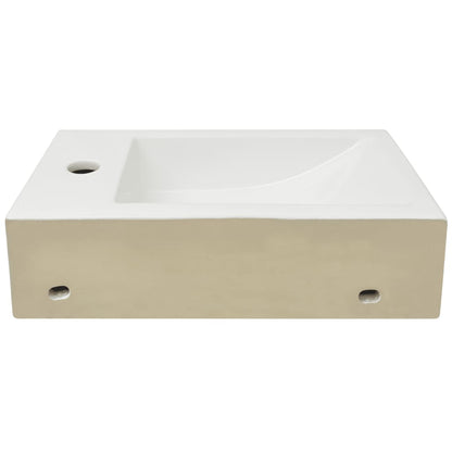 Lavandino con Foro Rubinetto Rettangolare Ceramica 46x25,5x12cm - homemem39