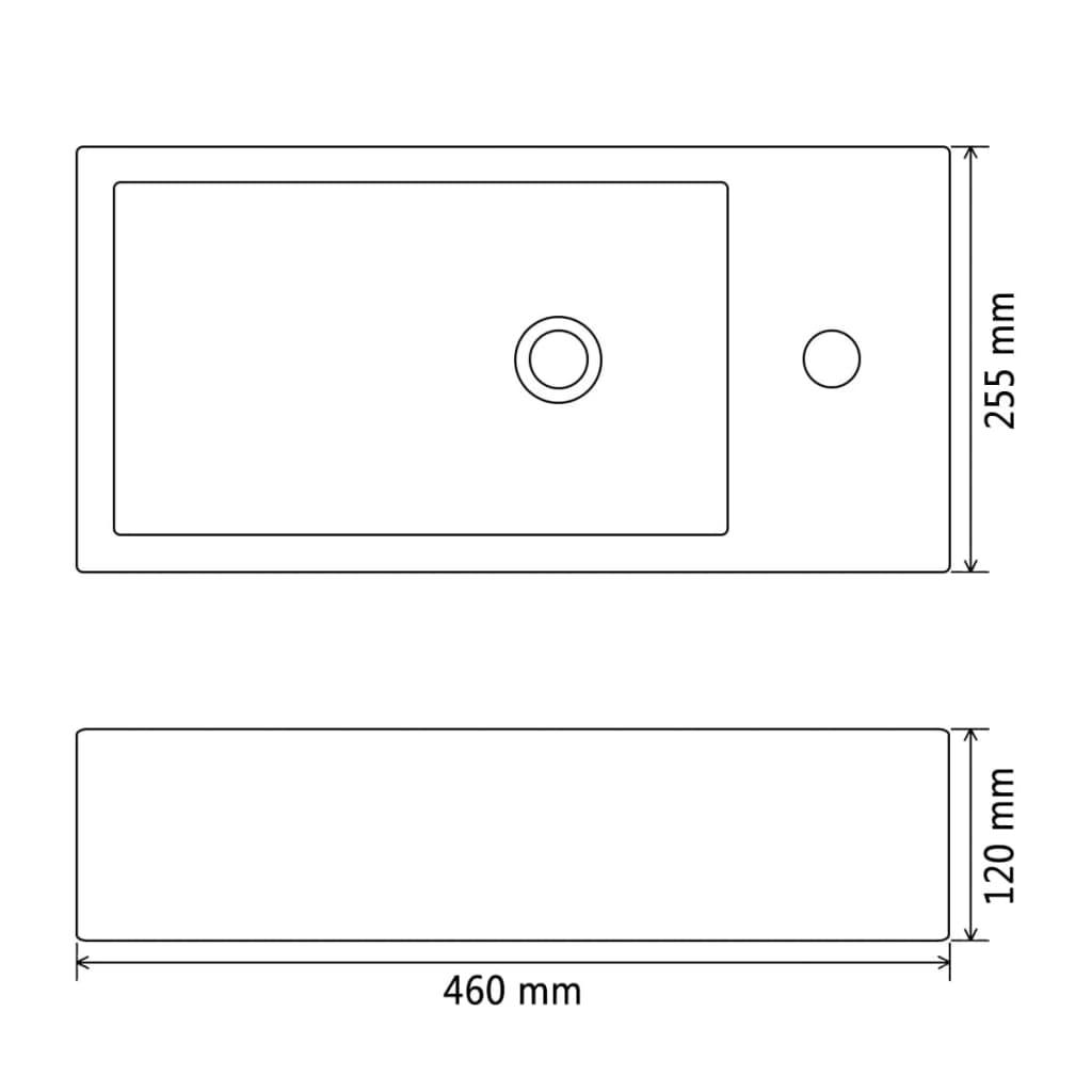 Lavandino con Foro Rubinetto Rettangolare Ceramica 46x25,5x12cm - homemem39