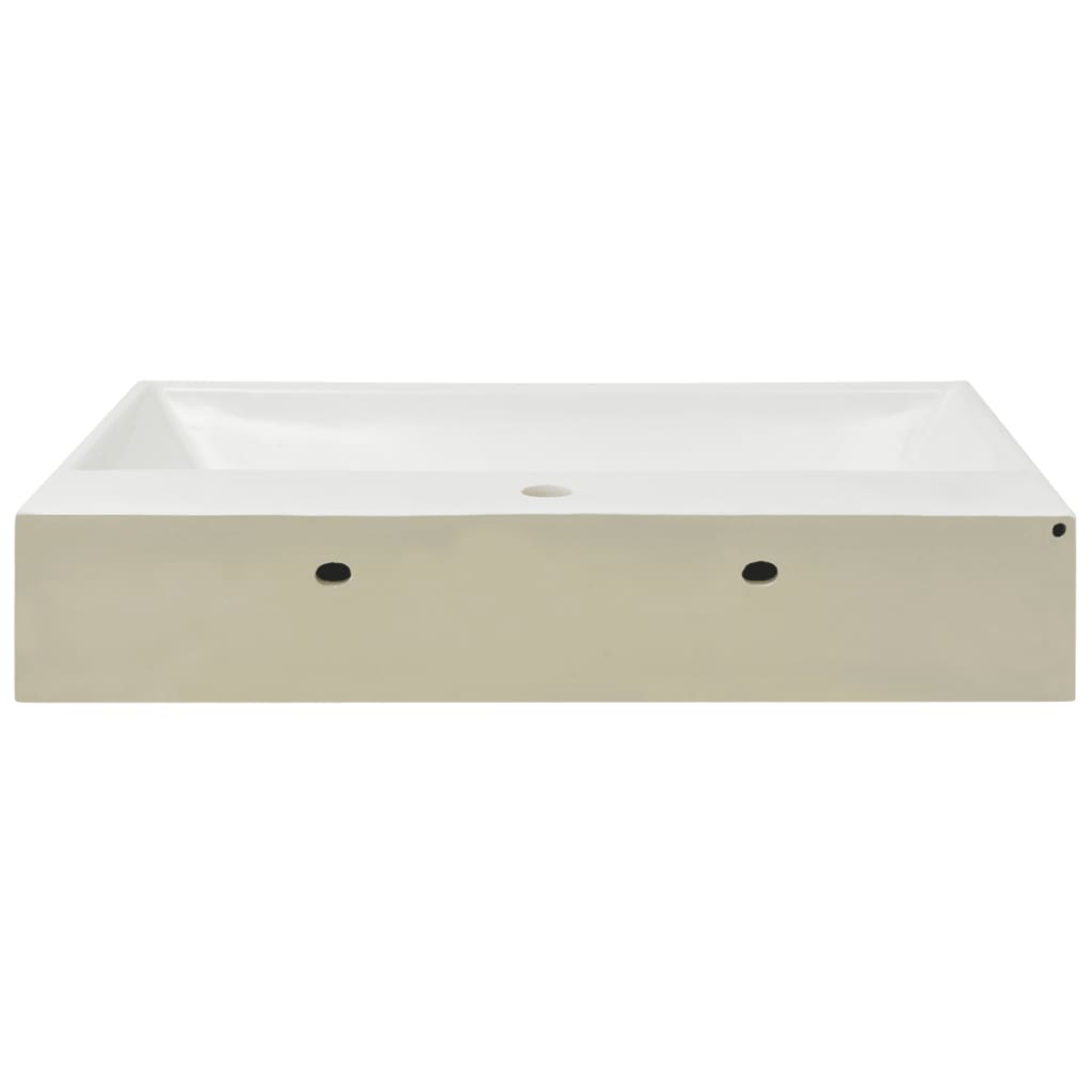 Lavandino con Foro Rubinetto in Ceramica Bianca 76x42,5x14,5 cm - homemem39