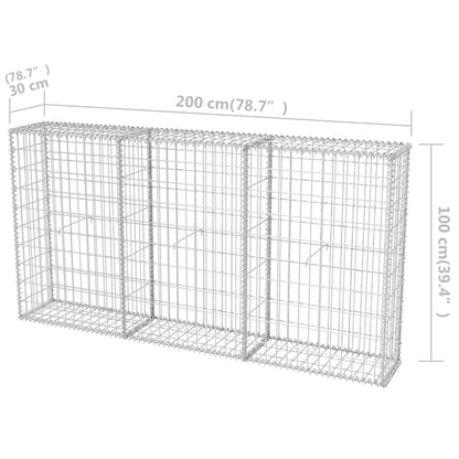 Gabbione in Rete in Acciaio Zincato 200x30x100 cm - homemem39