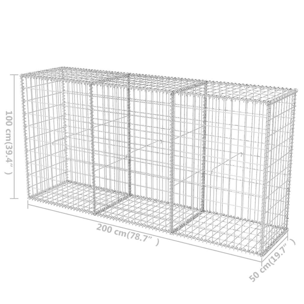 Gabbione in Rete in Acciaio Zincato 200x50x100 cm - homemem39