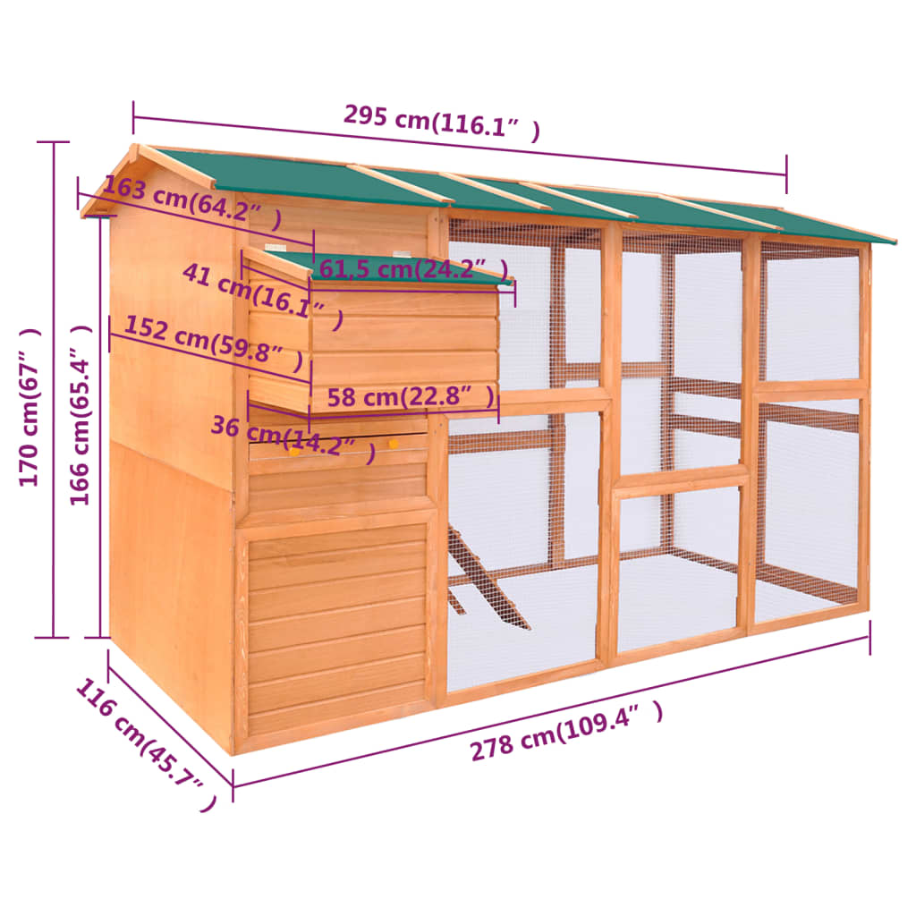 Pollaio in Legno 295x163x170 cm - homemem39