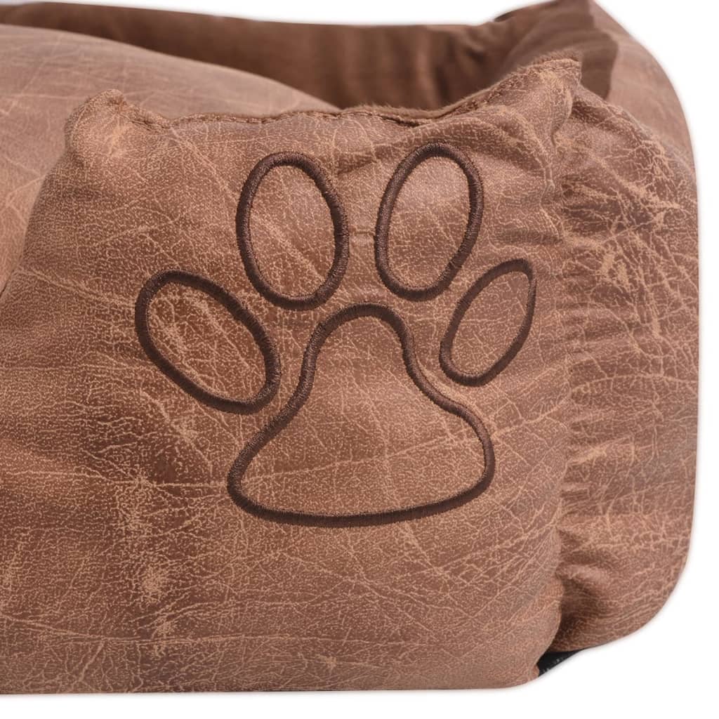 Cuccia per Cani con Cuscino Imbottito Pelle Sintetica PU Taglia S Beige - homemem39