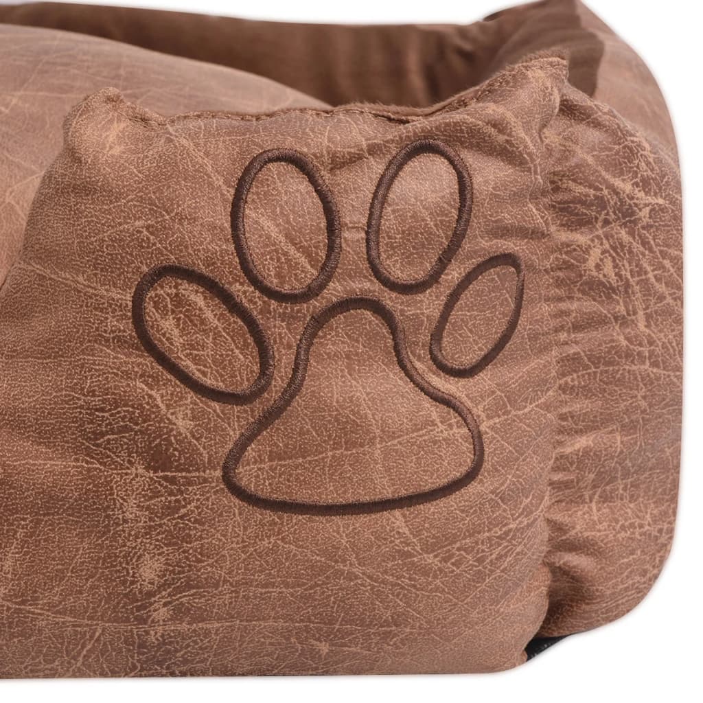 Cuccia per Cani con Cuscino Imbottito Pelle Sintetica Taglia M Beige - homemem39