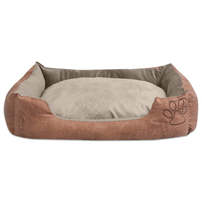 Cuccia per Cani con Cuscino in Pelle Sintetica Taglia L Beige - homemem39