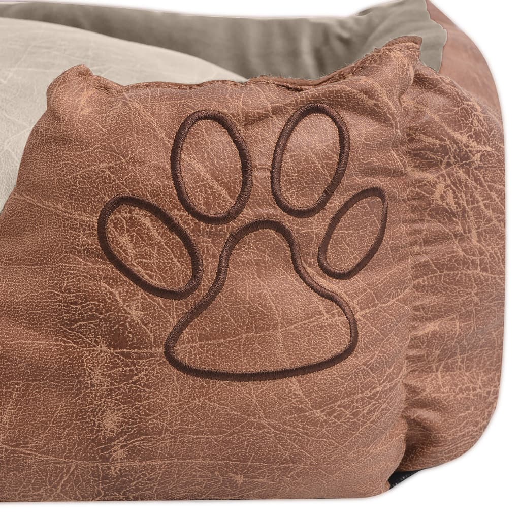 Cuccia per Cani con Cuscino in Pelle Sintetica Taglia L Beige - homemem39