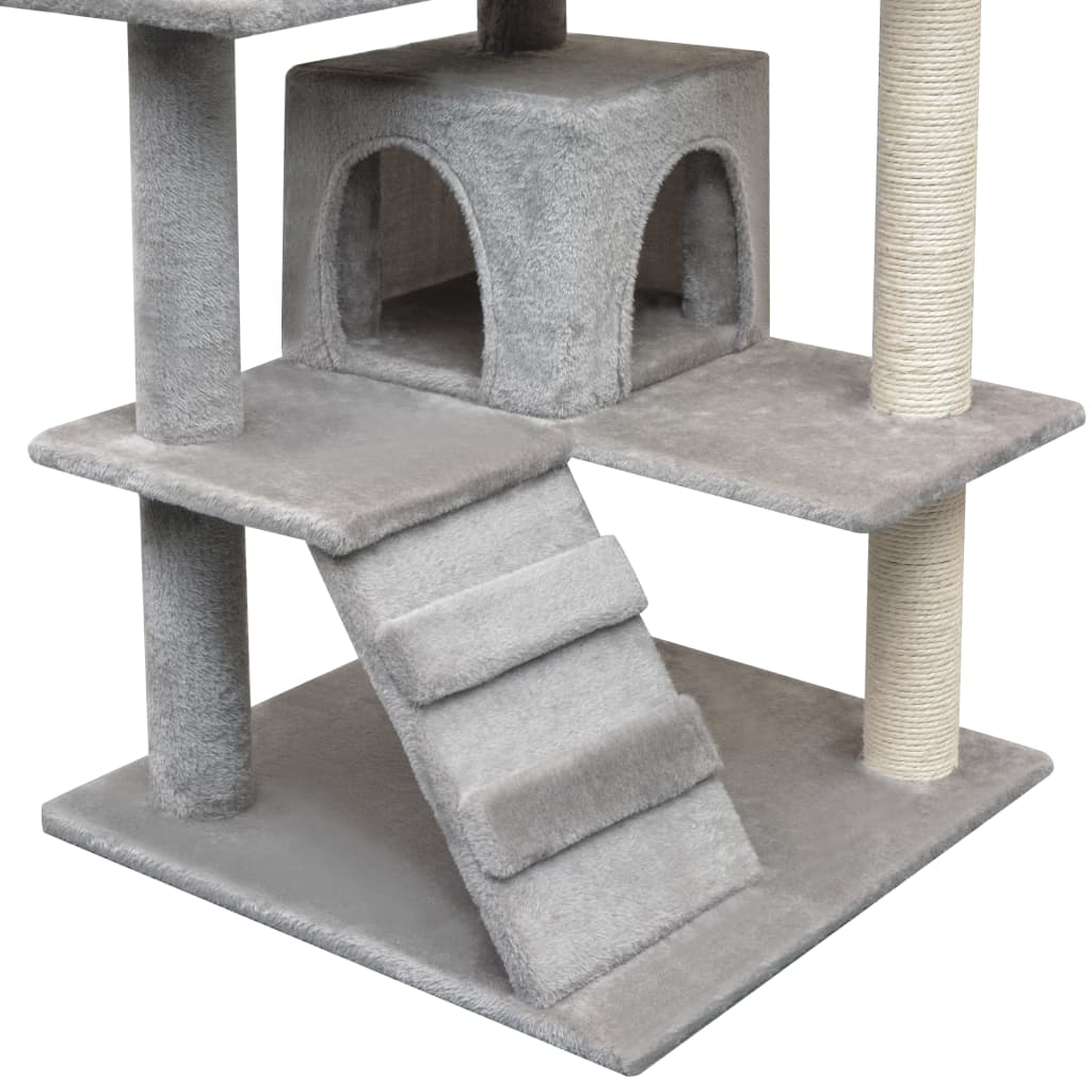 Albero per Gatti con Tiragraffi in Sisal 125 cm Grigio - homemem39