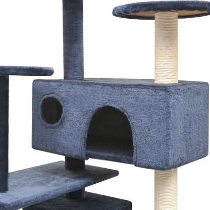 Albero per Gatti con Tiragraffi in Sisal 125 cm Blu Scuro - homemem39