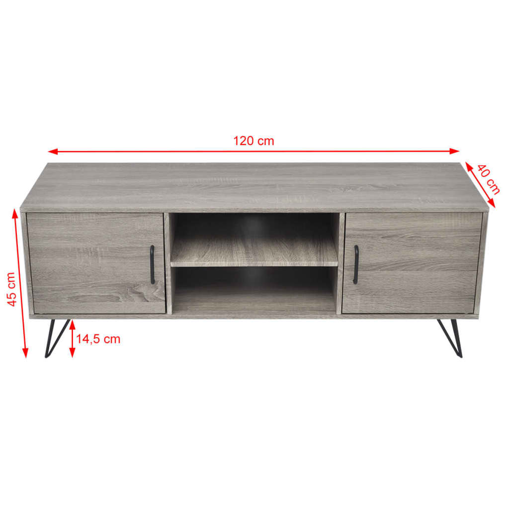 Mobile Porta TV 120x40x45 cm Grigio - homemem39