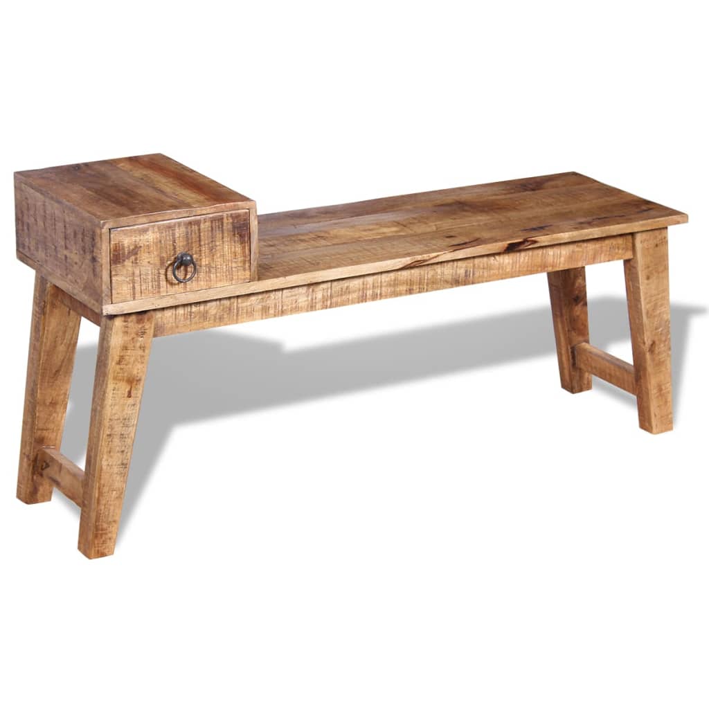 Panchina con Cassetto in Solido Legno di Mango 120x36x60 cm - homemem39