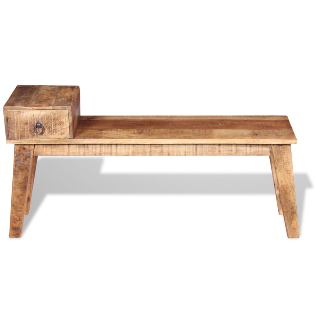 Panchina con Cassetto in Solido Legno di Mango 120x36x60 cm - homemem39