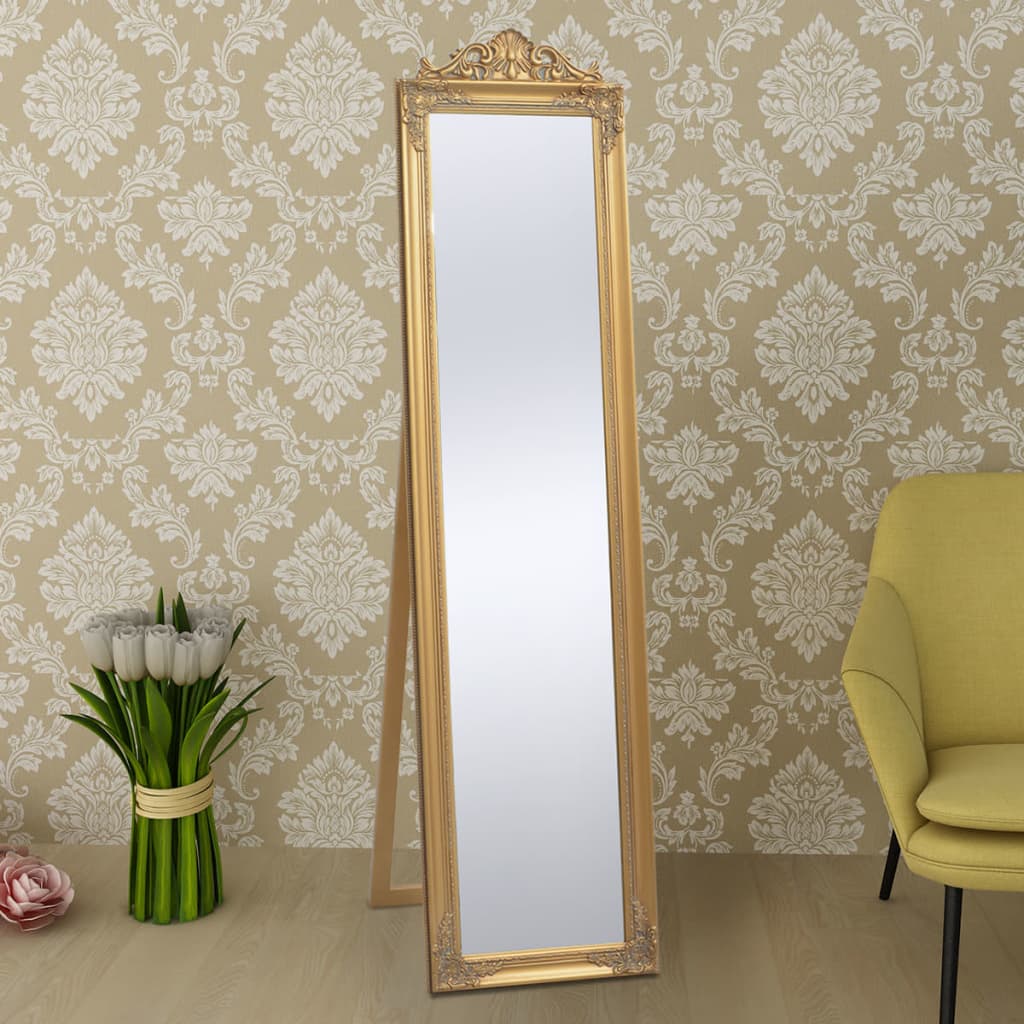 Specchio Autoportante Stile Barocco 160x40 cm Oro - homemem39