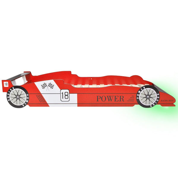 Letto con Luci LED per Bambino Auto da Corsa 90x200 cm Rosso - homemem39