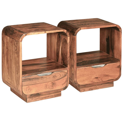 Comodino con Cassetto in Legno Massello di Sheesham 40x30x50 cm - homemem39