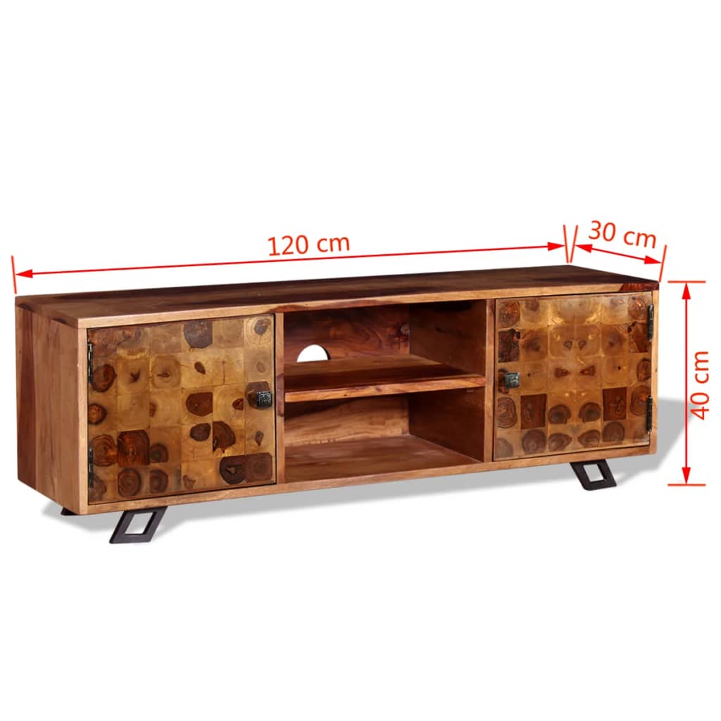 Mobile Porta TV in Legno di Sheesham 120x30x40 cm - homemem39