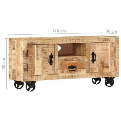 Mobile Porta TV in Legno Grezzo di Mango 110x30x50 cm - homemem39