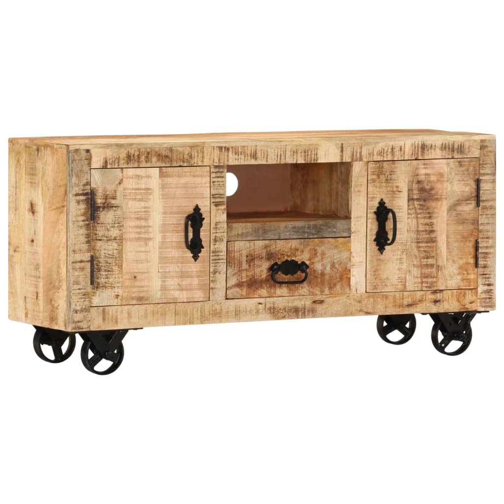 Mobile Porta TV in Legno Grezzo di Mango 110x30x50 cm - homemem39