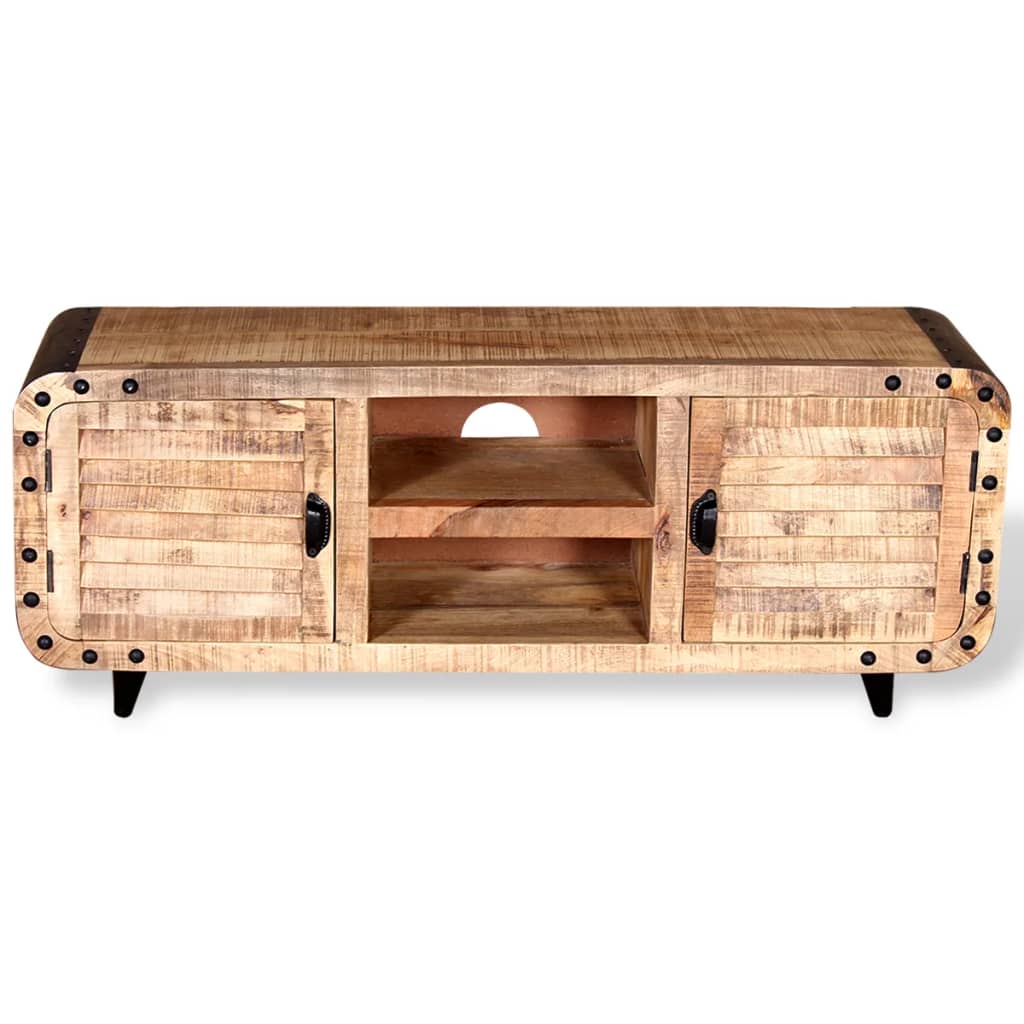 Mobile Porta TV in Legno Grezzo di Mango 120x30x50 cm - homemem39