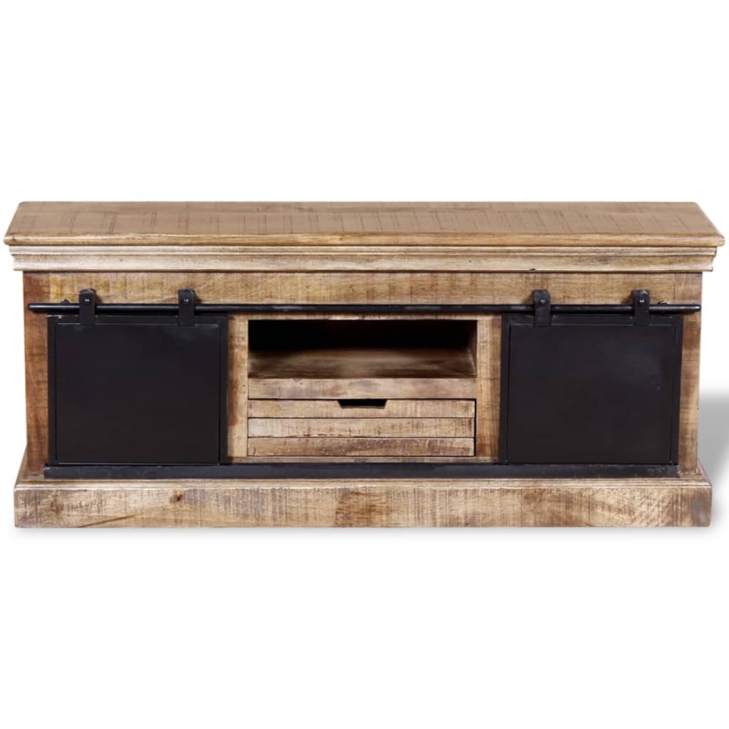 Mobile TV 2 Porte Scorrevoli Legno Massello Mango 100x40x45 cm - homemem39