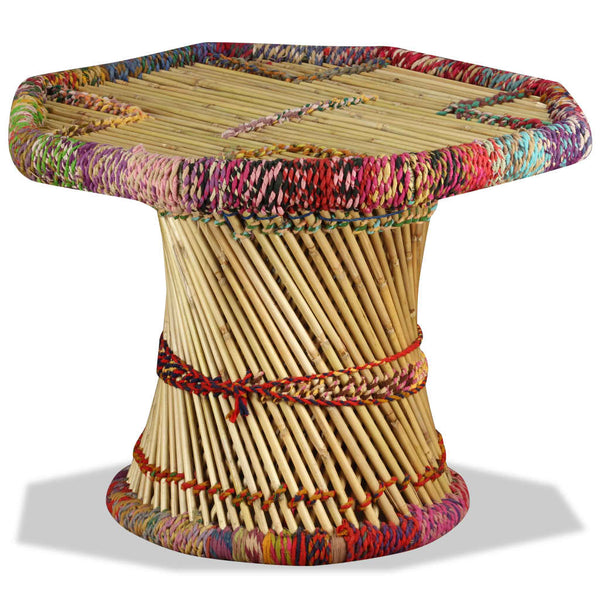 Tavolino da Caffè in Bambù con Dettagli Chindi Multicolore - homemem39