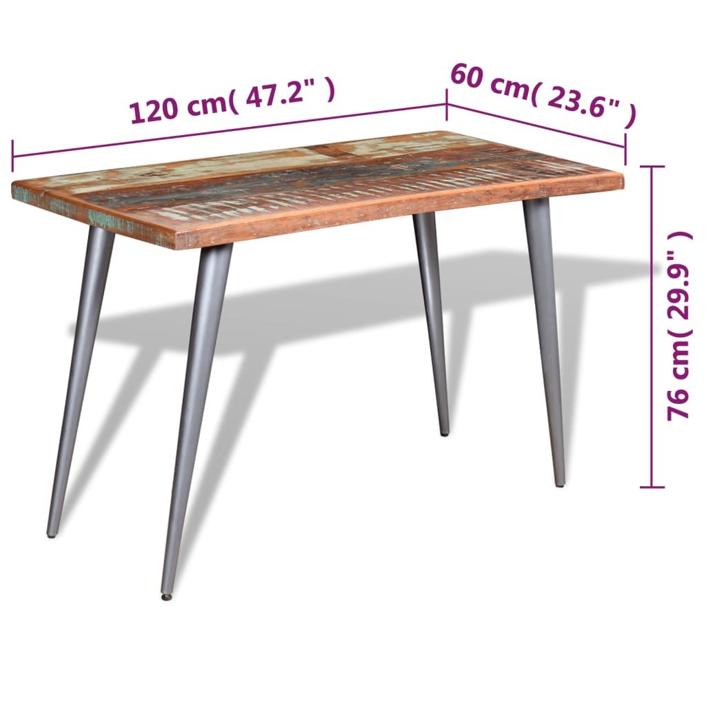 Tavolo da Pranzo in Legno Massello Anticato 120x60x76 cm - homemem39
