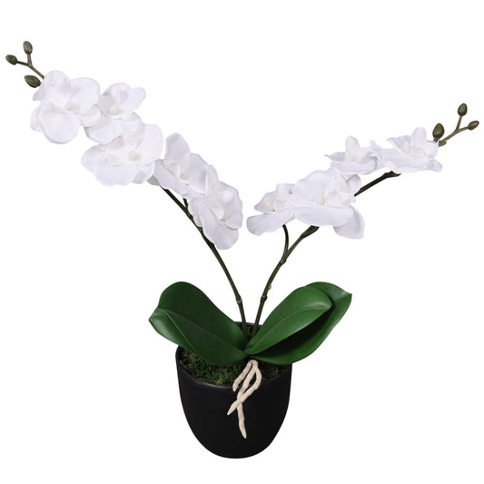 Orchidea Artificiale con Vaso 30 cm Bianca - homemem39