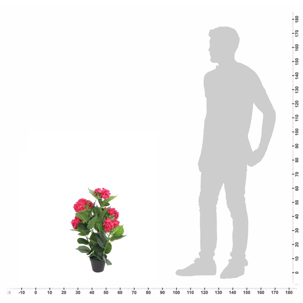 Ortensia Pianta Artificiale con Vaso 60 cm Rossa - homemem39