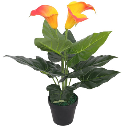 Calla Lily Artificiale con Vaso 45 cm Rosso e Giallo - homemem39