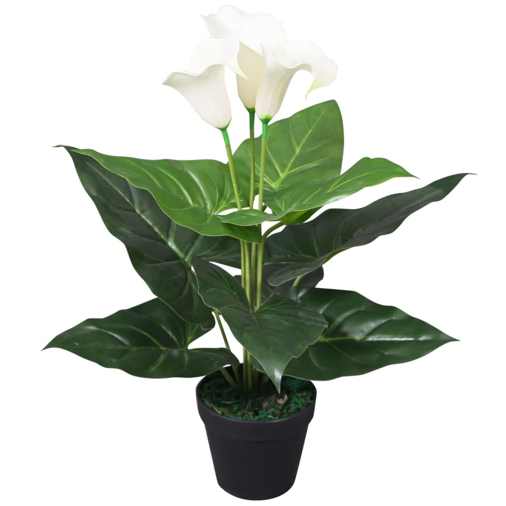 Calla Lily Artificiale con Vaso 45 cm Bianca - homemem39