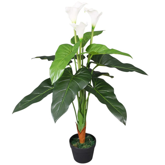 Calla Lily Artificiale con Vaso 85 cm Bianco - homemem39