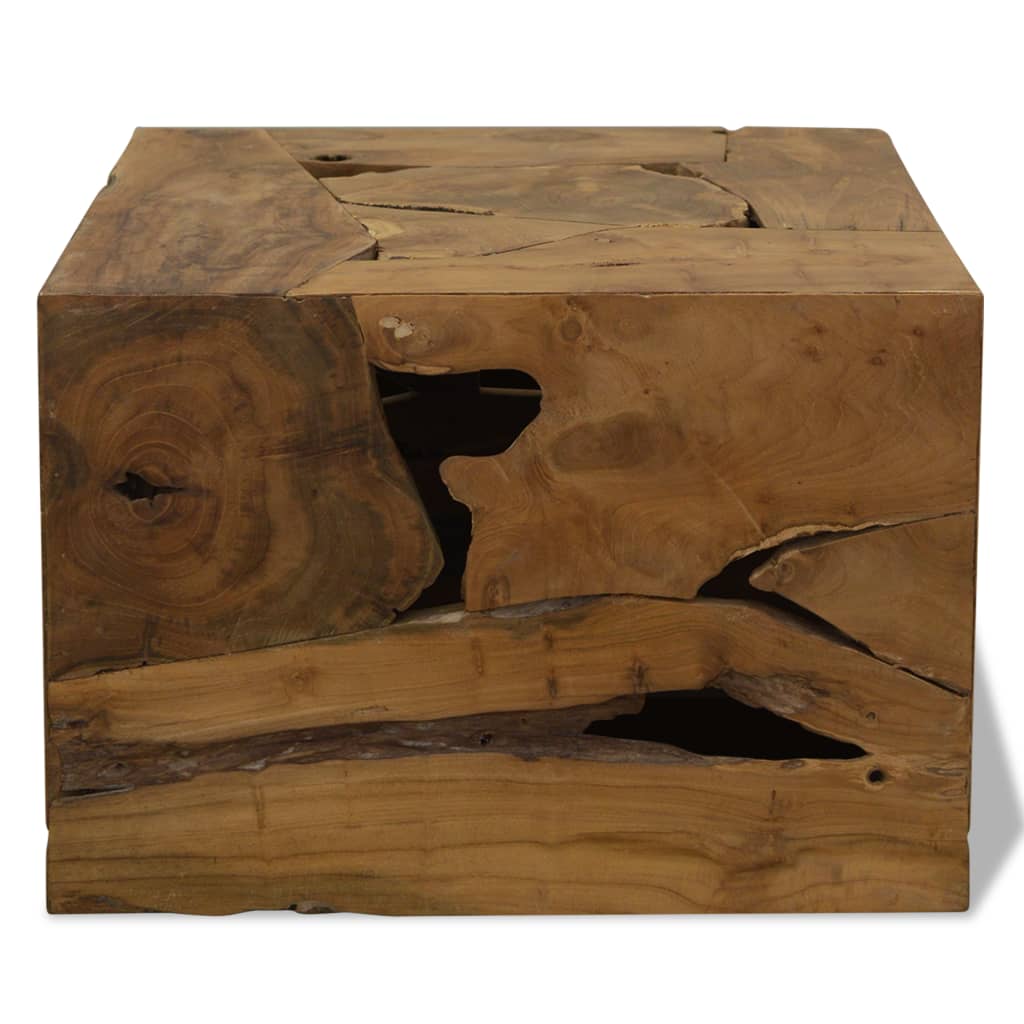 Tavolino da Caffè in Autentico Legno di Teak 50x50x35cm Marrone - homemem39