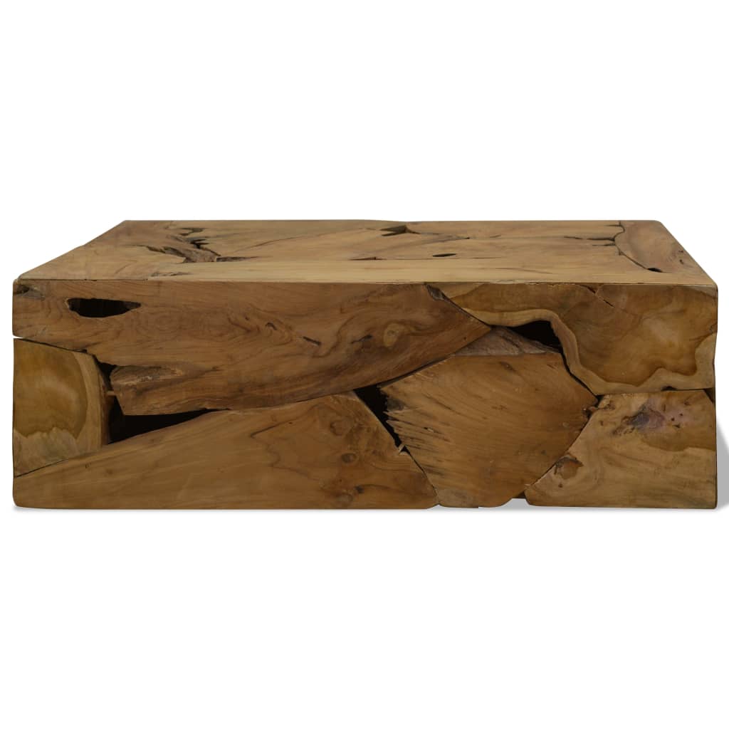 Tavolino da Caffè in Autentico Legno di Teak 90x50x30cm Marrone - homemem39