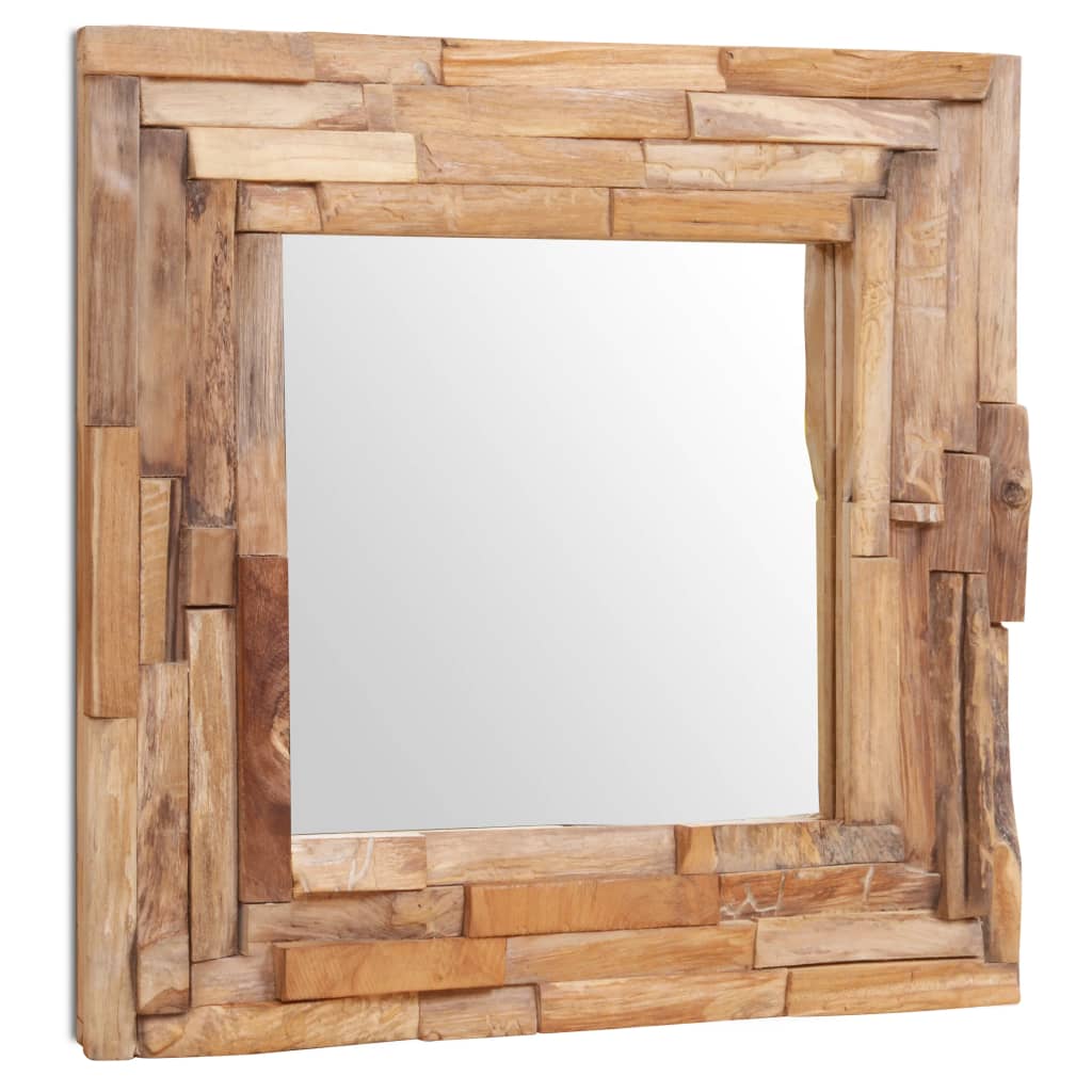 Specchio Decorativo in Legno di Teak 60x60 cm Quadrato - homemem39