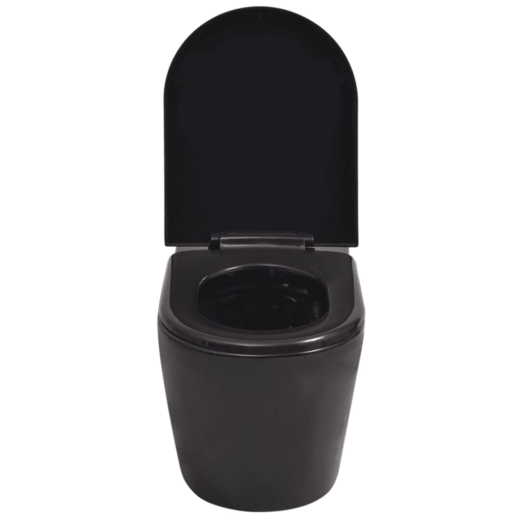 WC a Muro con Sciacquone Nascosto in Ceramica Nera - homemem39