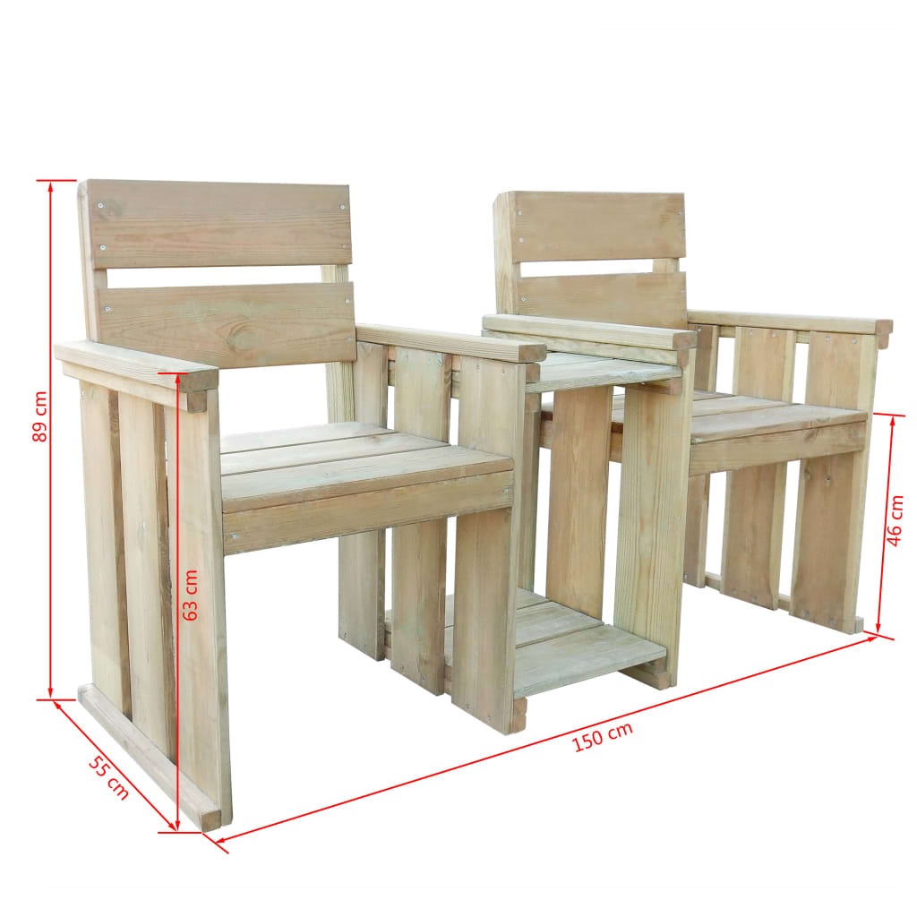 Panchina da Giardino a 2 Posti 150 cm in Legno Impregnato - homemem39