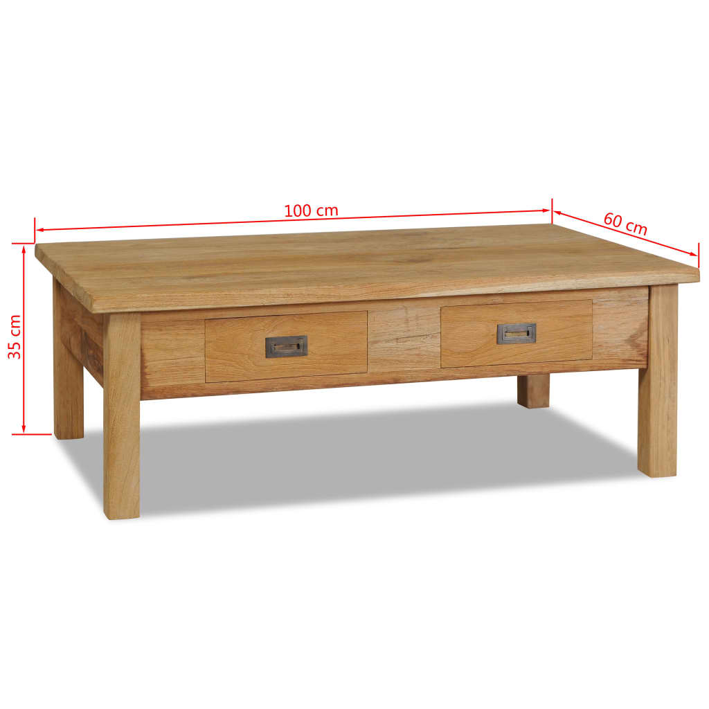 Tavolino da Salotto in Legno Massello di Teak 100x60x35 cm - homemem39