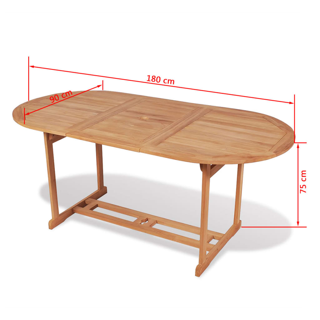 Tavolo da Giardino 180x90x75 cm in Massello di Teak - homemem39