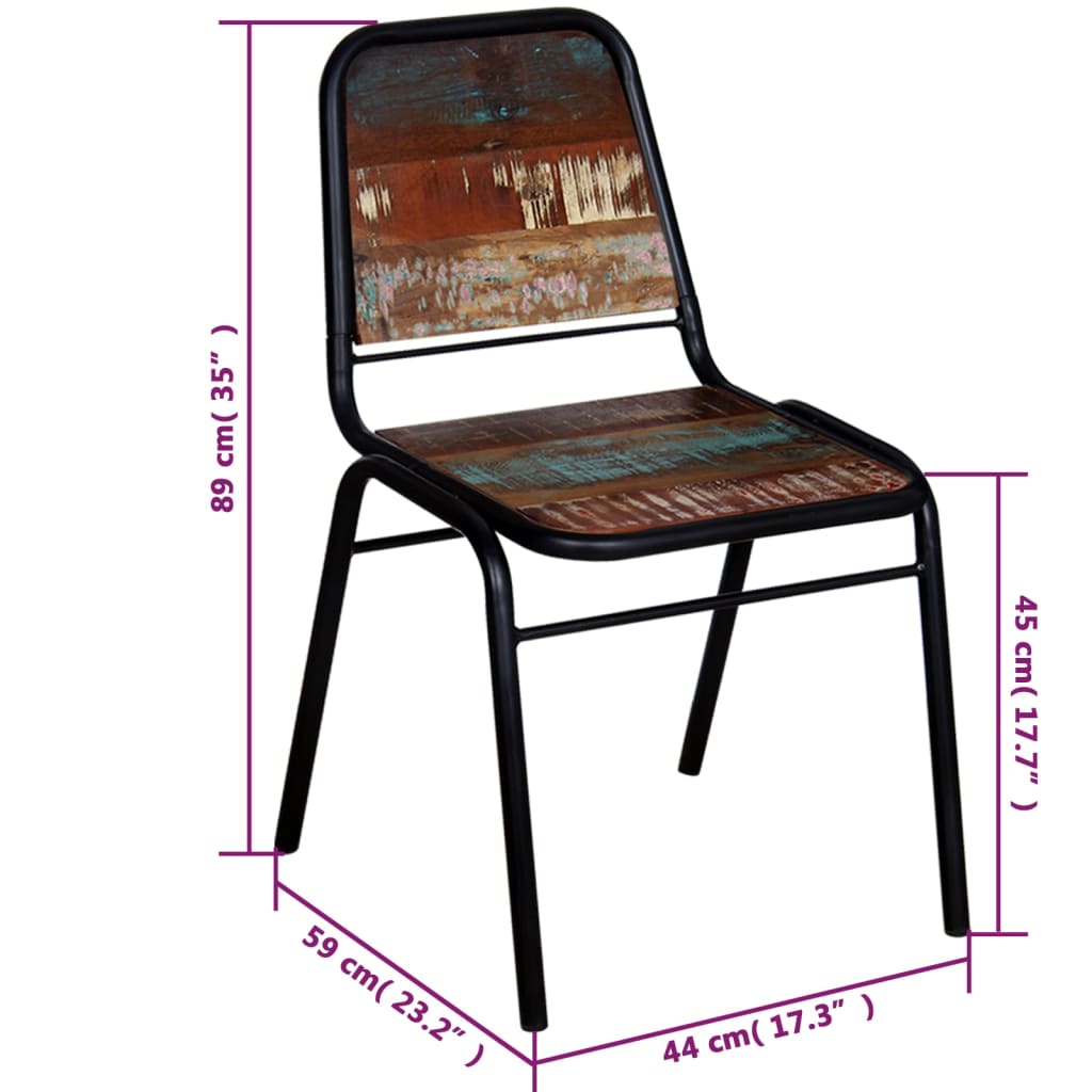 Sedie da Pranzo 4 pz in Legno Massello di Recupero - homemem39