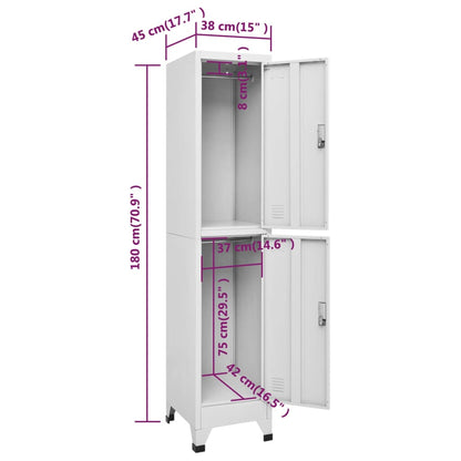 Armadietto a Chiave a 2 Scomparti 38x45x180 cm - homemem39