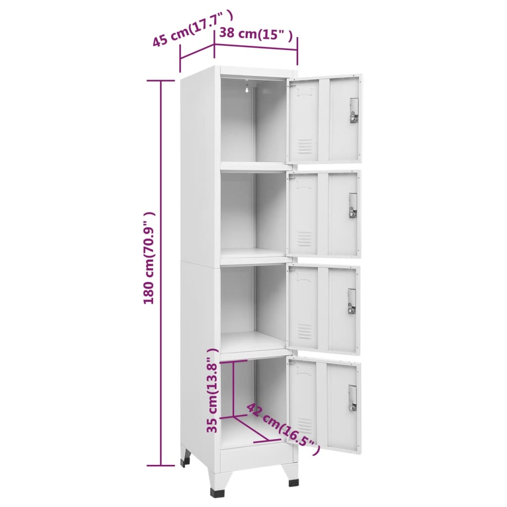 Armadietto a Chiave a 4 Scomparti 38x45x180 cm - homemem39