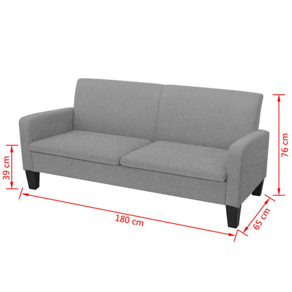 Divano a 3 Posti 180x65x76 cm Grigio Chiaro - homemem39