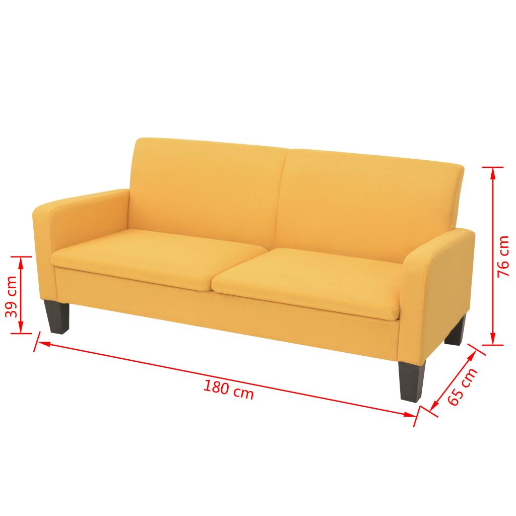 Divano a 3 Posti 180x65x76 cm Giallo - homemem39