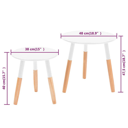 Set Tavolini 2 pz in Legno Massello di Pino Bianchi - homemem39