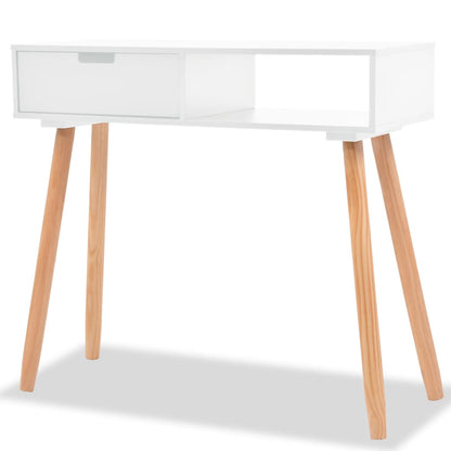 Tavolo Consolle in Legno di Pino Massello 80x30x72 cm Bianco - homemem39